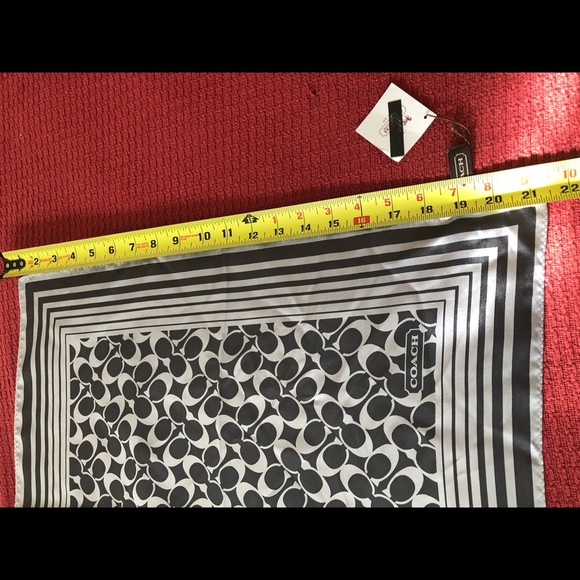 Coach "C" Logo Black & Silver Silk Square Scarf 21 x 21 silk scarf - Picture 7 of 8